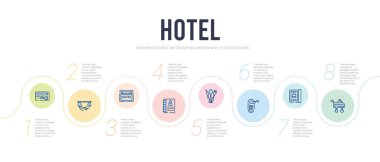 Otel konsepti bilgi tasarım şablonu. oda servisi dahil