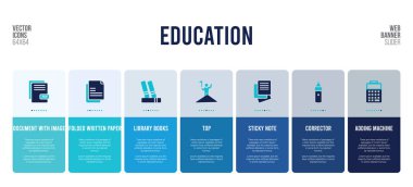 Eğitim kavramı öğeleriyle web pankartı tasarımı.