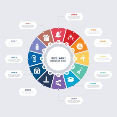 yuvarlak 12 seçenekler çeşitli bilgi şablonu tasarımı. sarName