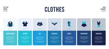 Giyim konsepti öğeleri olan web pankartı tasarımı.