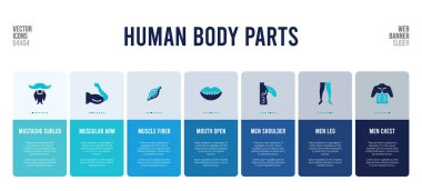İnsan vücut parçaları konsept elementlerine sahip web pankartı tasarımı.