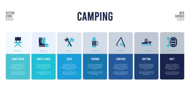 Kamp konsepti öğeleri içeren web pankartı tasarımı.