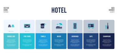 Otel konsepti öğeleriyle web pankartı tasarımı.