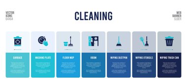 Temizlik konsepti öğeleri içeren web pankartı tasarımı.