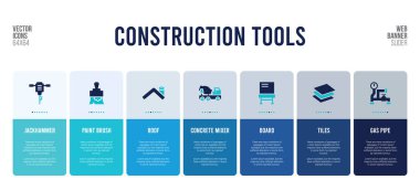 İnşaat araçları konsept unsurları ile web pankartı tasarımı.