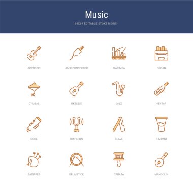 Mandolin, kabasa, davul gibi 16 vektör vuruşu simgesi