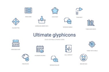 nihai glyphicons konsepti 14 renkli taslak simgeleri. 2 renk b