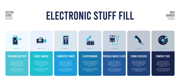 Webbanner-Design mit elektronischen Elementen füllen Konzeptelemente. — Stockvektor