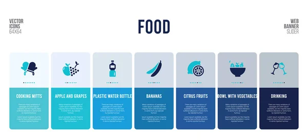 Diseño de banner web con elementos de concepto de alimentos . — Archivo Imágenes Vectoriales