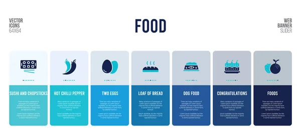 Diseño de banner web con elementos de concepto de alimentos . — Archivo Imágenes Vectoriales