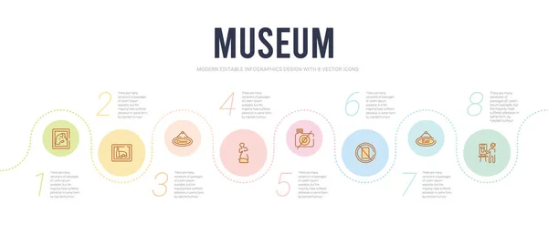 Museumskonzept Infografik-Design-Vorlage. einschließlich Malerei, e — Stockvektor