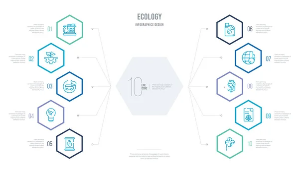 Концепция экологии бизнес-инфографический дизайн с 10 hexagon opti — стоковый вектор