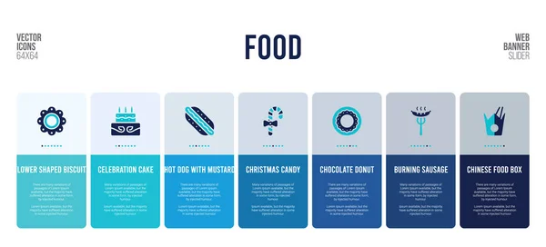 Diseño de banner web con elementos de concepto de alimentos . — Vector de stock