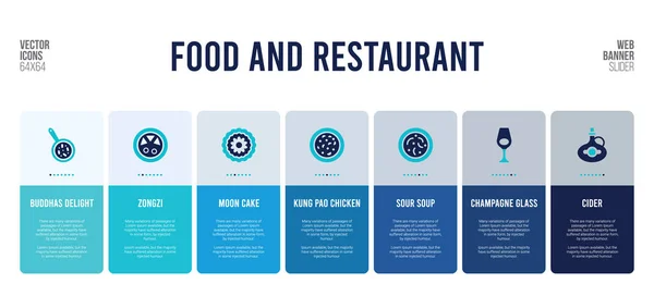 网页横幅设计包含食物及餐厅概念元素. — 图库矢量图片