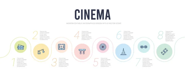 Kino-Konzept Infografik-Design-Vorlage. inklusive Bild-Foto — Stockvektor