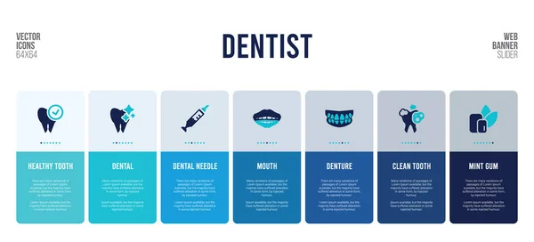 Webový banner design s prvky konceptu zubaře. — Stockový vektor