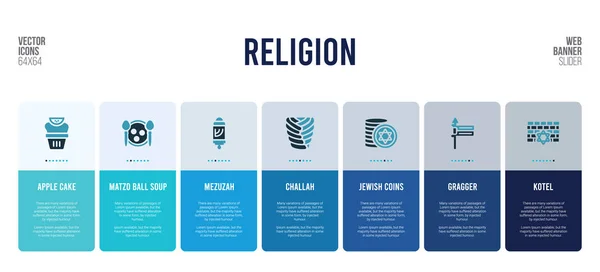 Diseño de banner web con elementos de concepto de religión . — Vector de stock