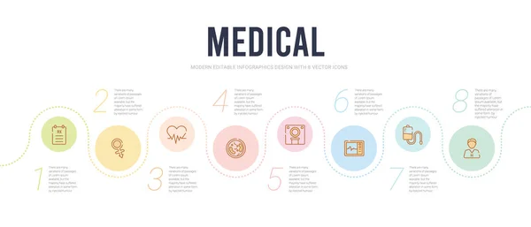 Plantilla de diseño infográfico concepto médico. incluido el paciente, i — Archivo Imágenes Vectoriales