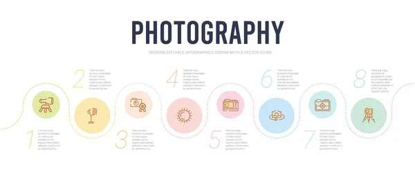 Photography concept infographic design template. included tripod — Stock Vector