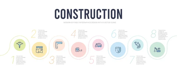 Concepto de construcción plantilla de diseño infográfico. incluido derri — Vector de stock