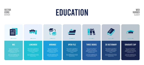 Diseño de banner web con elementos de concepto de educación . — Vector de stock