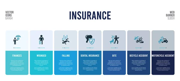 Desain banner web dengan elemen konsep asuransi . - Stok Vektor