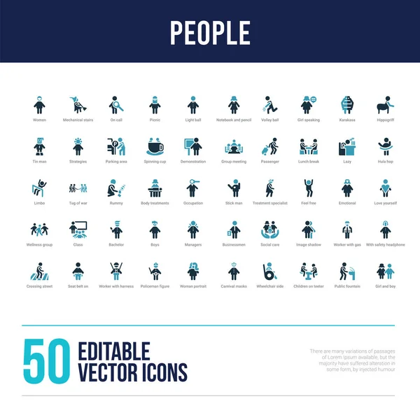 Iconos llenos concepto de 50 personas — Vector de stock