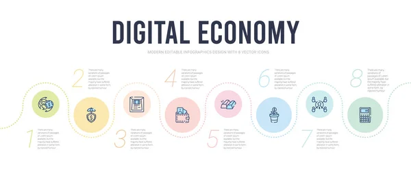 Konzept der digitalen Wirtschaft Infografik-Design-Vorlage. enthalten ca. — Stockvektor