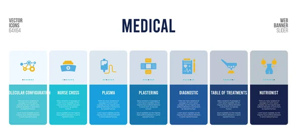 Diseño de banner web con elementos conceptuales médicos . — Vector de stock