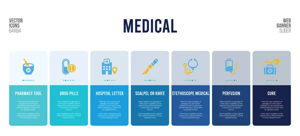 Design de banner web com elementos de conceito médico . — Vetor de Stock
