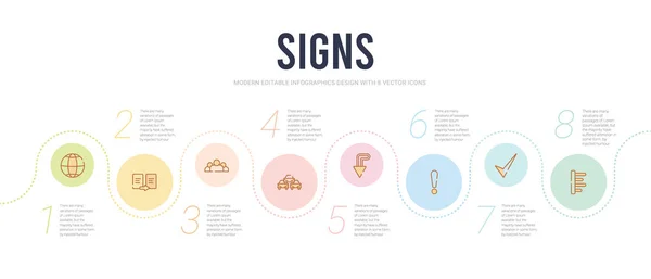 Signs concept infographic design template. included align left, — 스톡 벡터