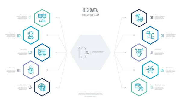 Conceito de big data design de infográfico de negócios com 10 hexágono opt —  Vetores de Stock