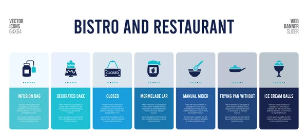 Design de banner web com bistrô e elementos de conceito de restaurante . — Vetor de Stock
