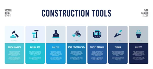 Conception de bannière web avec des éléments conceptuels d'outils de construction . — Image vectorielle