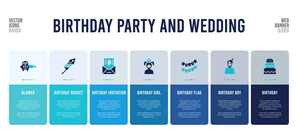 有生日派对和婚礼理念的网页横幅设计 — 图库矢量图片