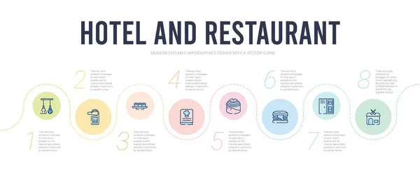 Ξενοδοχείο και εστιατόριο έννοια infographic πρότυπο σχεδιασμού. συμπεριλαμβανόμενης — Διανυσματικό Αρχείο