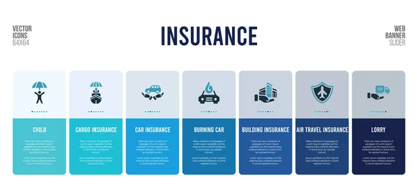 Дизайн веб-баннера с элементами концепции страхования . — стоковый вектор