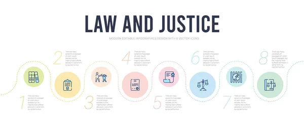 Droit et justice concept infographie modèle de conception. inclus la — Image vectorielle