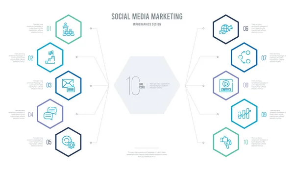 Social media marketing έννοια επιχείρηση infographic σχεδιασμό με — Διανυσματικό Αρχείο