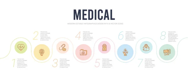 Medisch concept infografisch ontwerp sjabloon. opgenomen pulslijn — Stockvector