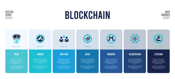 Diseño de banner web con elementos de concepto blockchain . — Vector de stock