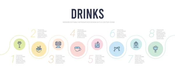 Drinks Konzept Infografik-Design-Vorlage. inklusive Schnapsglas — Stockvektor