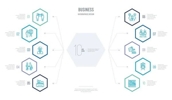 Concepto de negocio diseño infográfico de negocios con 10 hexágonos opt — Vector de stock