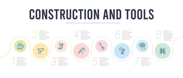 Plantilla de diseño infográfico de concepto de construcción y herramientas. incl. — Vector de stock