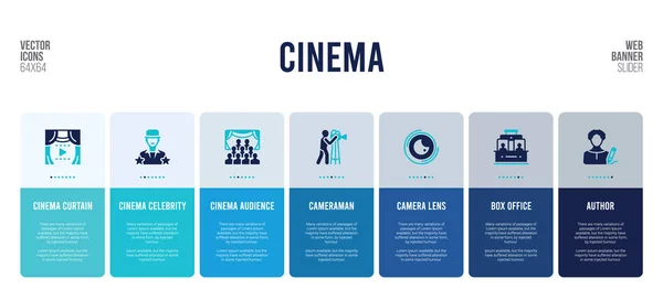 Diseño de banner web con elementos de concepto de cine . — Vector de stock