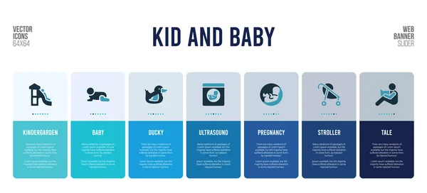 Conception de bannière web avec des éléments de concept pour enfants et bébés . — Image vectorielle