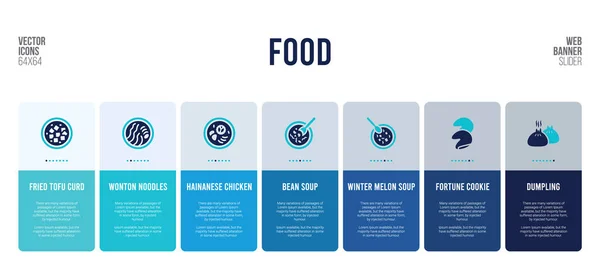 Diseño de banner web con elementos de concepto de alimentos . — Archivo Imágenes Vectoriales