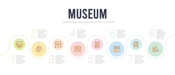 Museumskonzept Infografik-Design-Vorlage. Reliquien, Por — Stockvektor