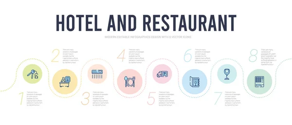 Conceito de hotel e restaurante modelo de design infográfico. Incluir — Vetor de Stock