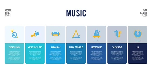 Web banner design met muziek concept elementen. — Stockvector